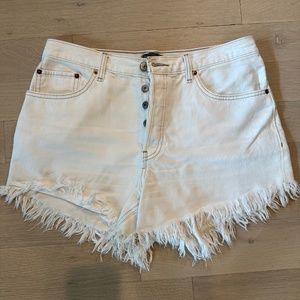 Abercrombie & Fitch High Rise 4" White Denim Shorts